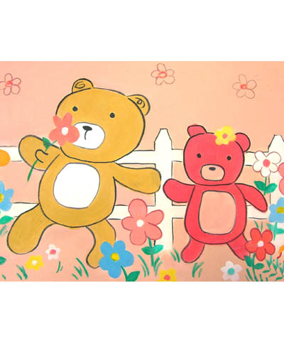 Wonderful fun bears dancing around in the fields.  A really happy painting for any kids room. 41cm x...